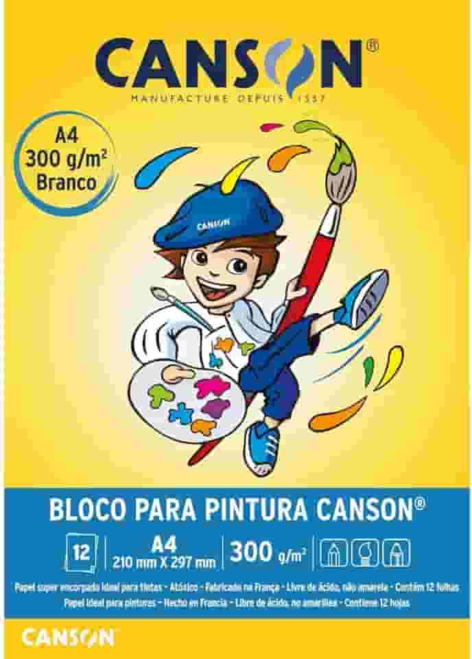 Bloco pintura branco A4 300g com 12 folhas Canson