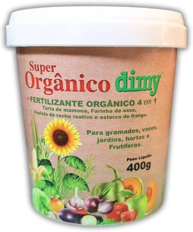 Dimy Super Orgânico, Fertilizante 4 em 1, 400g, para Vasos, Jardins e Pomares
