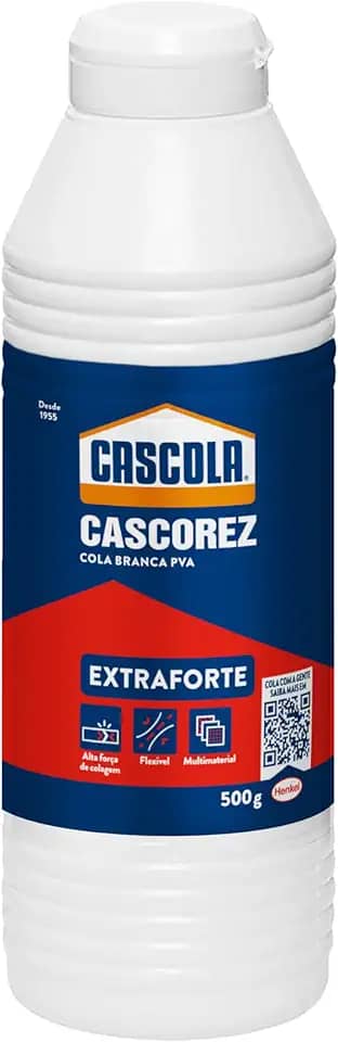 Cascola Cascorez Extra, Cola branca extra forte de fácil aplicação, Cola de PVA com secagem transparente, Cascorez Extra para colagens de alto desempenho, 1x500g