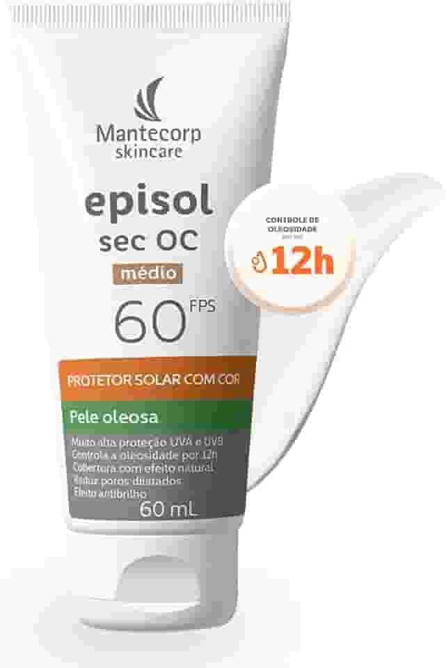 Protetor Solar Facial Episol Sec Oc Fps 60 - Tom Médio - 60ml - Para Peles Mistas a Oleosas - Acabamento Matte - Mantecorp