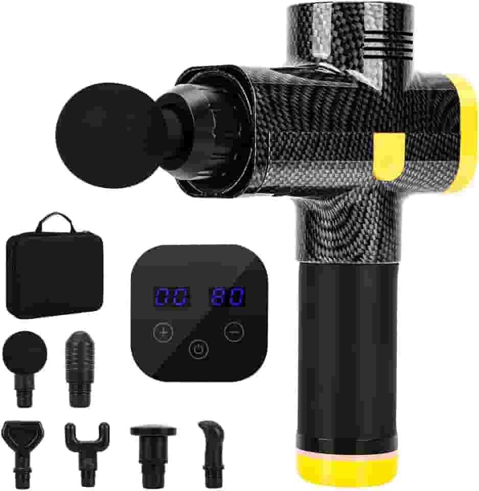 Pistola Massageadora, Pistola Massageadora Profissional, Controle Por Tela Sensível Ao Toque, 20 Opções de Velocidade, 6 Cabeças de Massagem