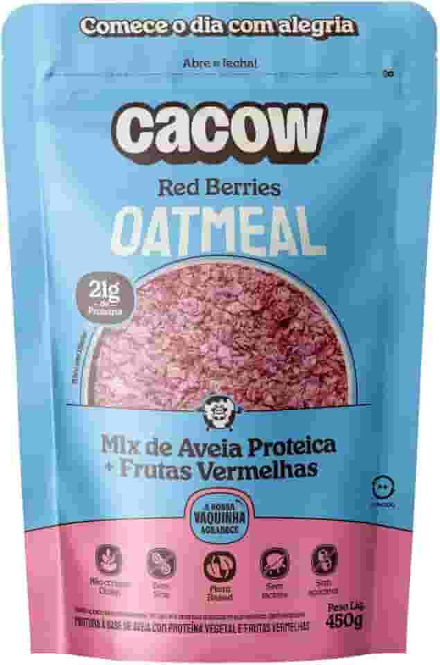 Mix de Aveia + Frutas Vermelhas 450g | Oatmeal Cacow Red Berries | Sem Açúcar Glúten e Lactose | Ingredientes Naturais e Nutritivos
