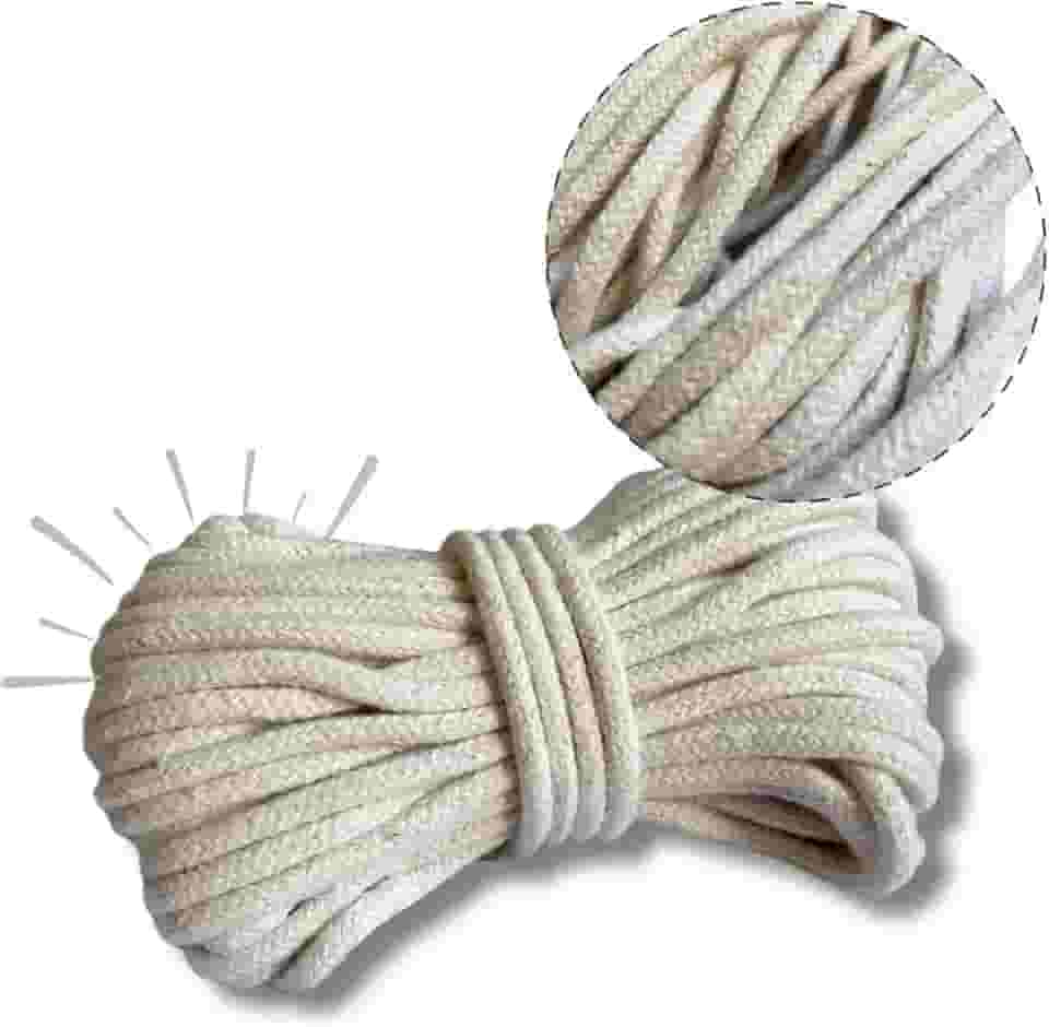 Corda para secador de roupas e varal 100% Algodão 15m x 5mm, Trançada Resistente, Alta Durabilidade, Secagem Segura