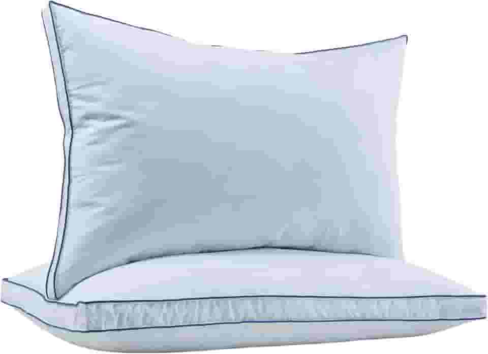 puredown Conjunto de 2 travesseiros de plumas tamanho Queen, almofadas de penas de ganso para dormir, capa de algodão orgânico, coleção de hotel, travesseiros de cama