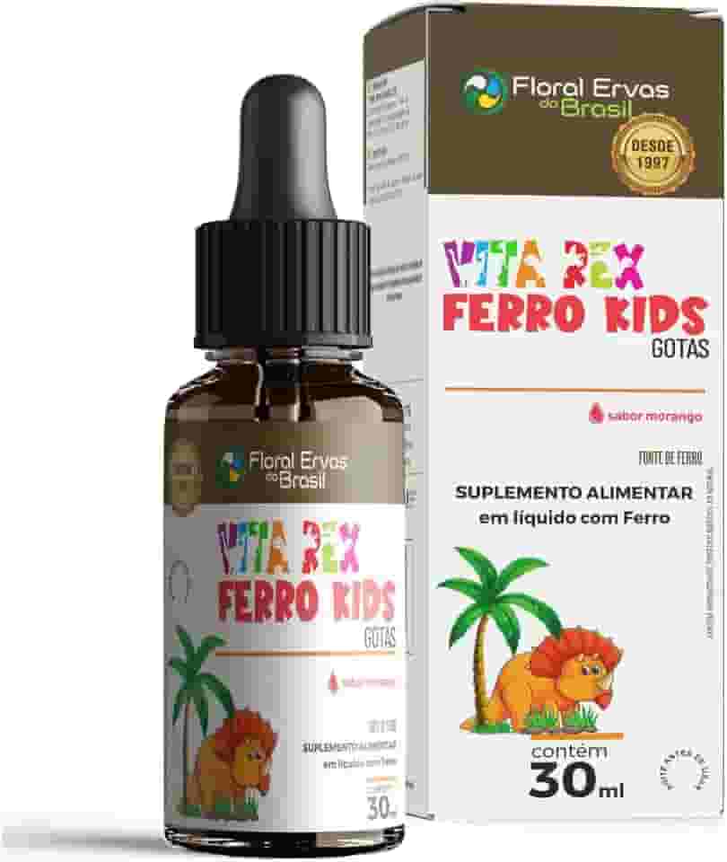 Vitamina Infantil Ferro Kids em Gotas Sabor Morango 30ML