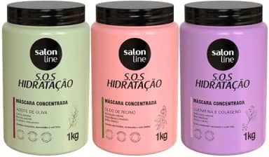 Salon Line, SOS Hidratação, Cronograma Capilar, Somente a Máscara Capilar Bio-Recostrução Não é Vegana - Para Cabelos Ondulados, Cacheados e Crespos, 1 kg