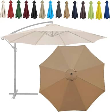 Guarda-sol de substituição 2M 2,7 m, capa de guarda-sol de substituição, à prova d'água, capa de tecido para jardim, pátio, quintal, praia, (cor: cáqui, tamanho: 270 cm - 6 braços)