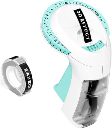 Máquina de etiquetas em relevo, máquina de etiquetas em relevo manual, vintage em relevo, impressora retrô com 1 rolo de etiqueta em relevo 3D para cozinha, material escolar, crianças, faça