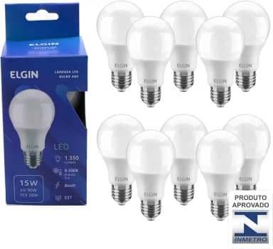 Kit Lampada led 15W 6500k Branco Frio Bivolt - Elgin - 10 Unidades
