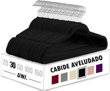 Kit 30 Cabides Veludo Slim Antideslizante Ultra Fino