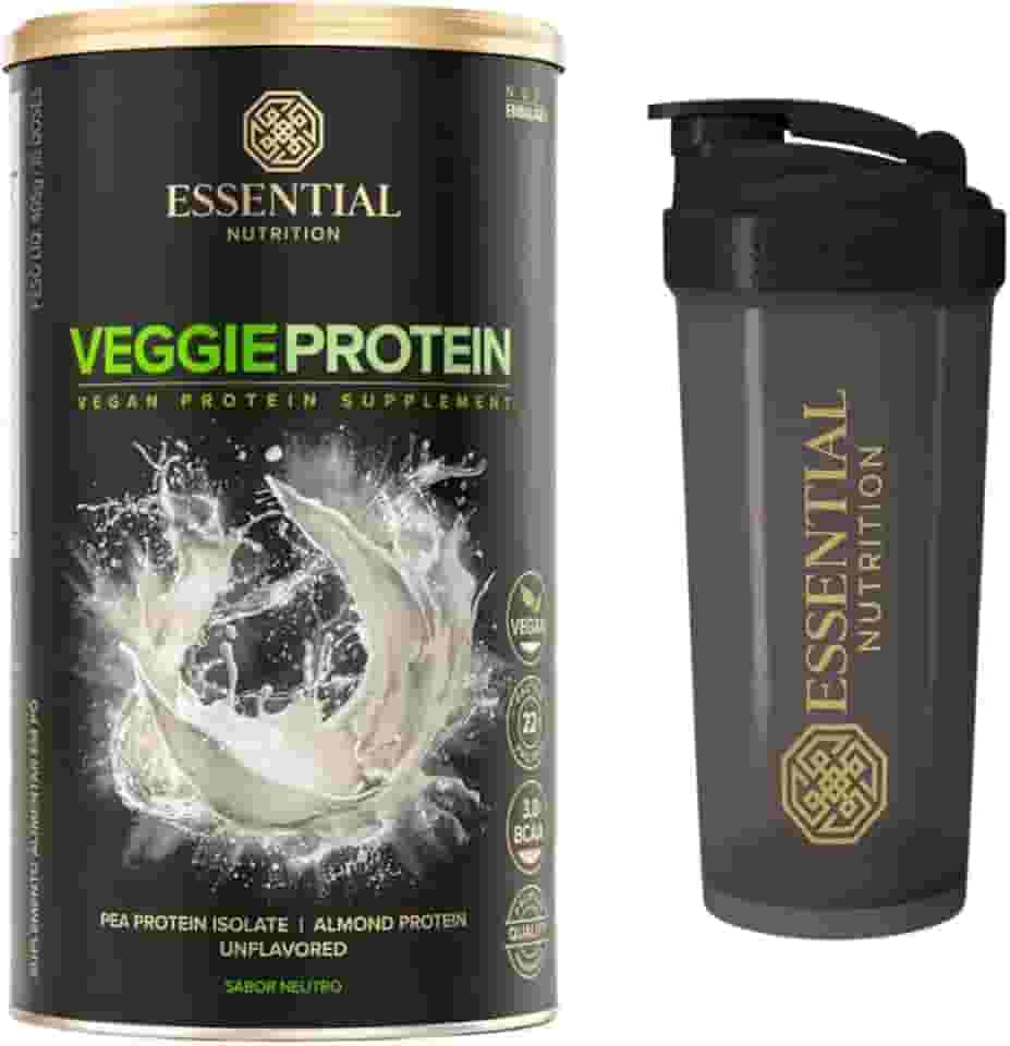 Veggie Whey Protein - Essential Nutrition - Neutro (Sem Sabor) + Coqueteleira (Proteína Isolada vegana/vegetariana)