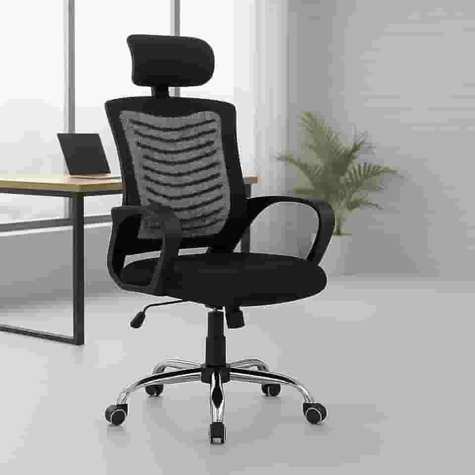 Cadeira De Escritório Ergonômica Presidente Com Encosto Preto Malha Ventilada Mesh Confortável