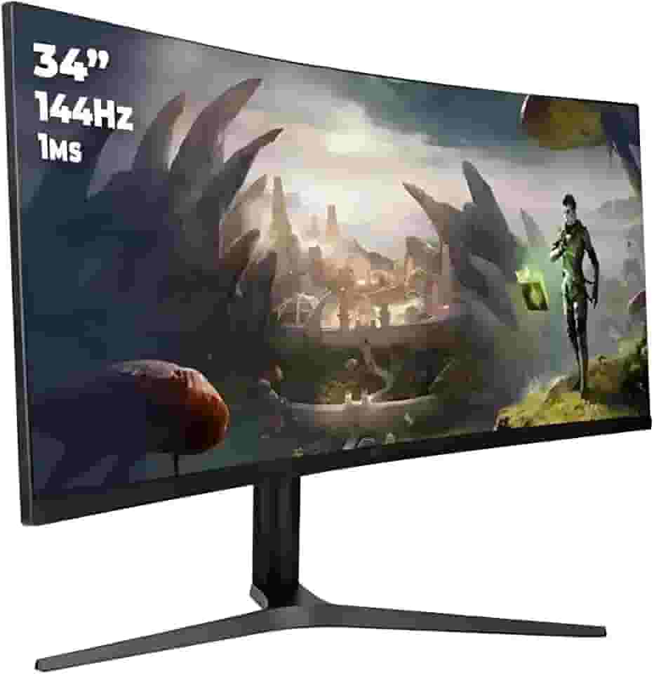 Monitor Gamer Curvo UltraWide 34' 165Hz 1ms Resolução WQHD, 2x Entradas HDMI e DisplayPort com Ajuste Inclinação e Suporte VESA 75x75 mm
