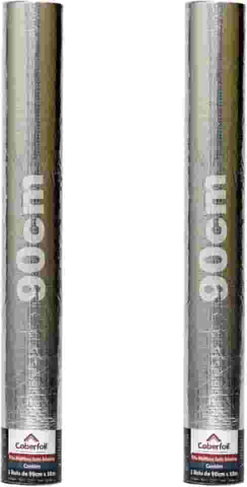 Kit 2 Manta Asfáltica Adesiva Multiuso Metalizada 90cmx10m Auto Colante Vedação para Telhados Calhas Rufos Alta Resistência e Durabilidade Vazamentos Vedação Refletiva Aluminizada Rolo Fita