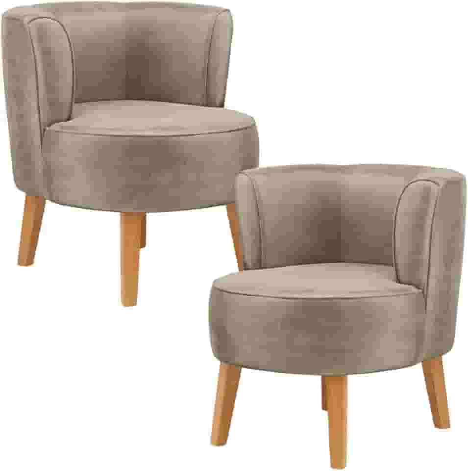 Kit 2 Poltronas Cadeira Elegante para Sala de Estar Tecido Veludo MOBLAN decor (Cappuccino)