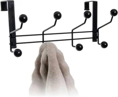 Suporte para porta e parede 8 Ganchos, Metaltru, Preto com Preto