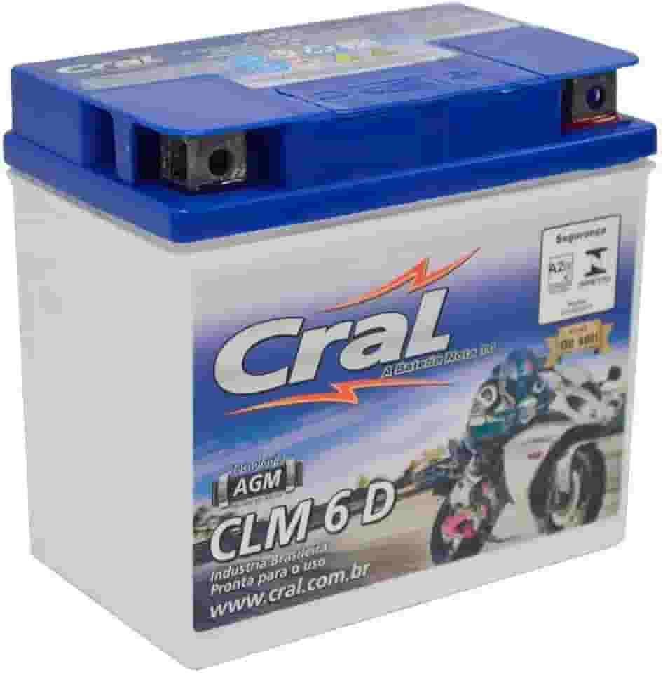 Bateria Moto 6A 12v Selada Cral Polo Positivo Direito