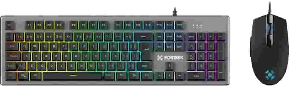 Kit Teclado + Mouse Gamer 6400 DPI Ranger RGB Rainbow Grafite Fortrek