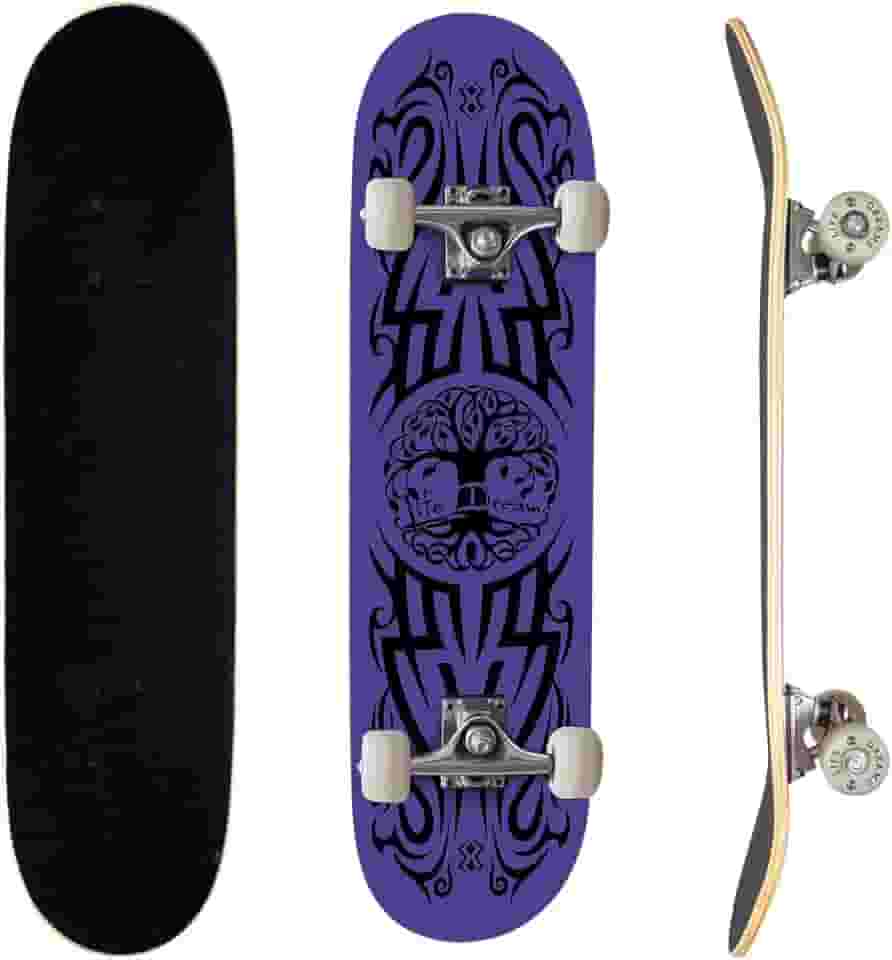 Skate Street Completo Montado Semi Profissional PRO-1 Maple Roxo Maori 100KG Life Dreams