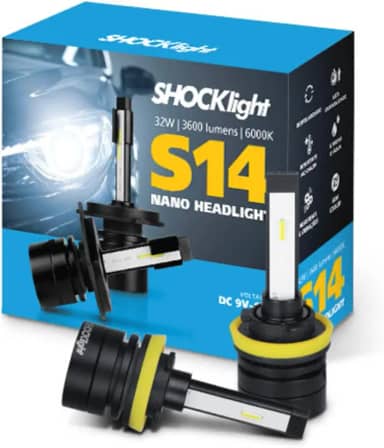 Par de Lâmpada Led do Farol H8, H9, H11, H16/2-Nano S14-3600 Lumens 6000K 12V 32W Shocklight - SLL-140011, Azul