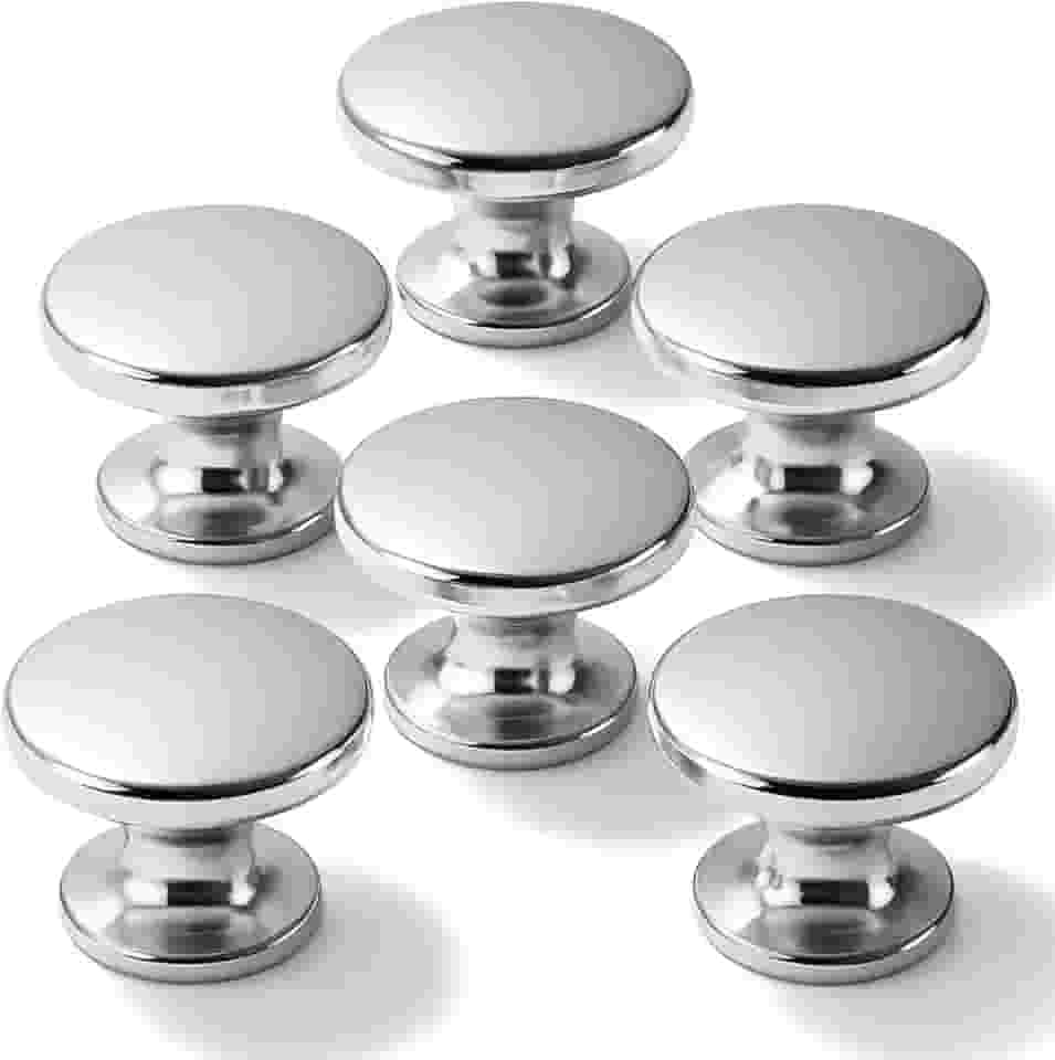 Kit 6 Puxadores Ponto Redondo Para Móveis Gaveta Armário (Cromado)