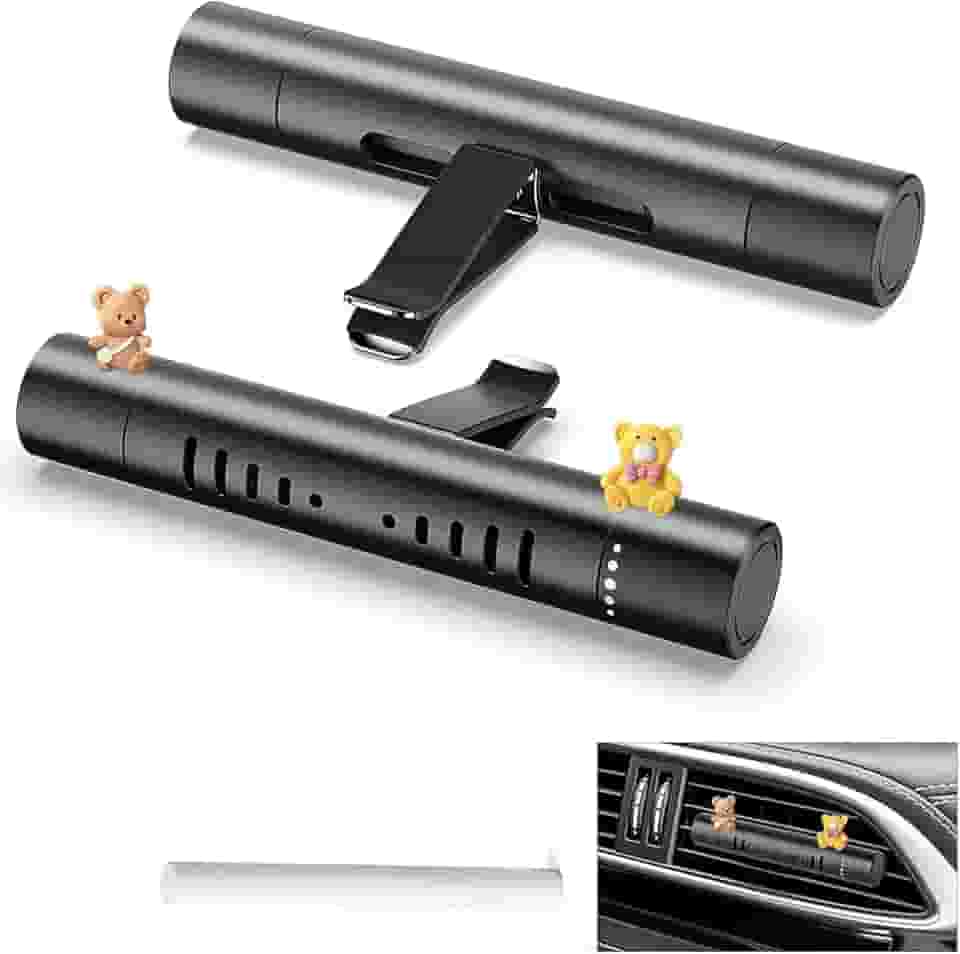 Aromatizador de Carro Unissex com Clipes para Ventilação – Perfume Automotivo Premium com Fragrâncias Naturais e 2 Bonequinhos de Silicone – Difusor de Ar e Aromaterapia (1 unidade)