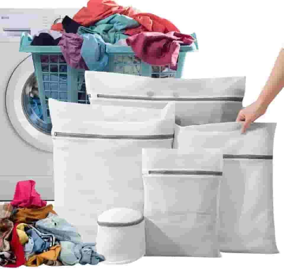 Kit 5 Sacos para Lavar Roupas Delicadas na Máquina de Lavar, Duráveis | Sacos para Maternidade | Proteção Total Contra Danos e Desgaste | Zíper Reforçado | Perfeito para Roupas Íntimas