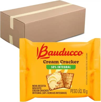 Biscoito Cream Cracker Integral Bauducco Caixa Com 100 Sachês De 10g