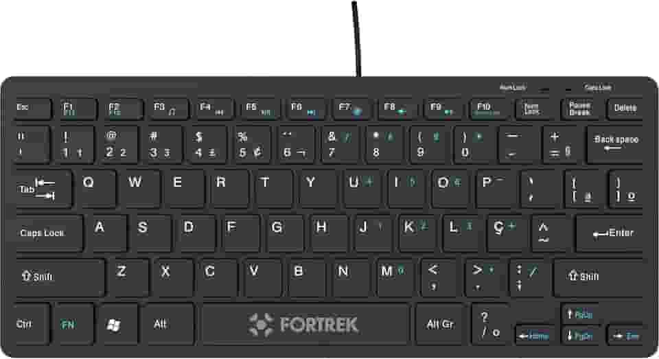 Teclado Mini Office Fortrek K13 USB ABNT2 Preto