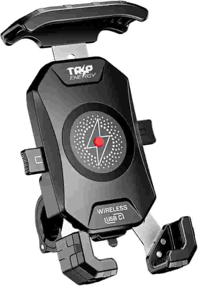 Suporte Celular Moto Turbo Carregamento USB C 18W e Indução 15W Wireless Universal Com Adaptador Retrovistor 360º Guidão Reforçado GPS Resistente Água IP66 Estável Celular Grande Largo Gps para Moto