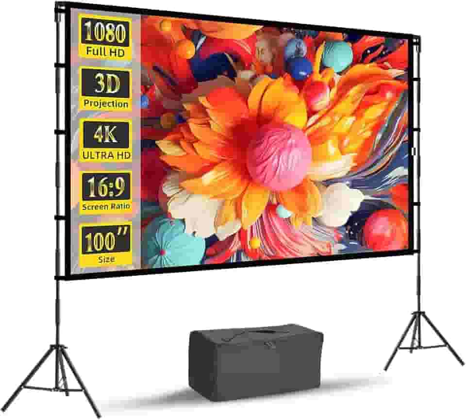 Tela para Projetor 100 Polegadas, 160° Ângulo de Visão, Tecido Tela Reflexiva para Projetor, Tela Projetor, Tela de Projetor, Tela de Projeção Portátil
