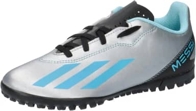 Chuteira Adidas X Crazyfast Messi.4 TF Infantil Original (Silver Met Bliss Blue Core Black, BR, Criança de 4 a 8 anos, Numérico, 26)
