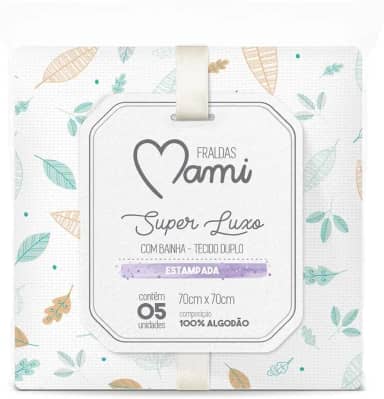 Papi Textil Fralda Super Luxo Mami C/ Bainha Estampada 70Cm X 70Cm Contem 05 Un
