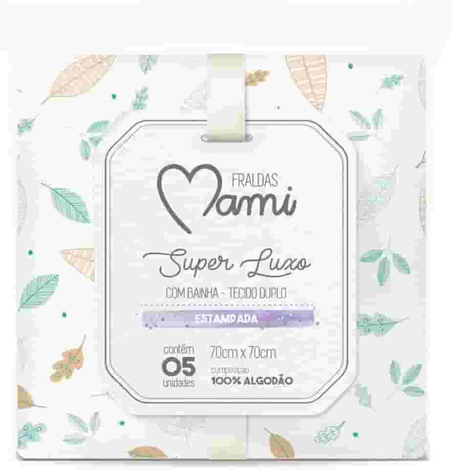 Papi Textil Fralda Super Luxo Mami C/ Bainha Estampada 70Cm X 70Cm Contem 05 Un