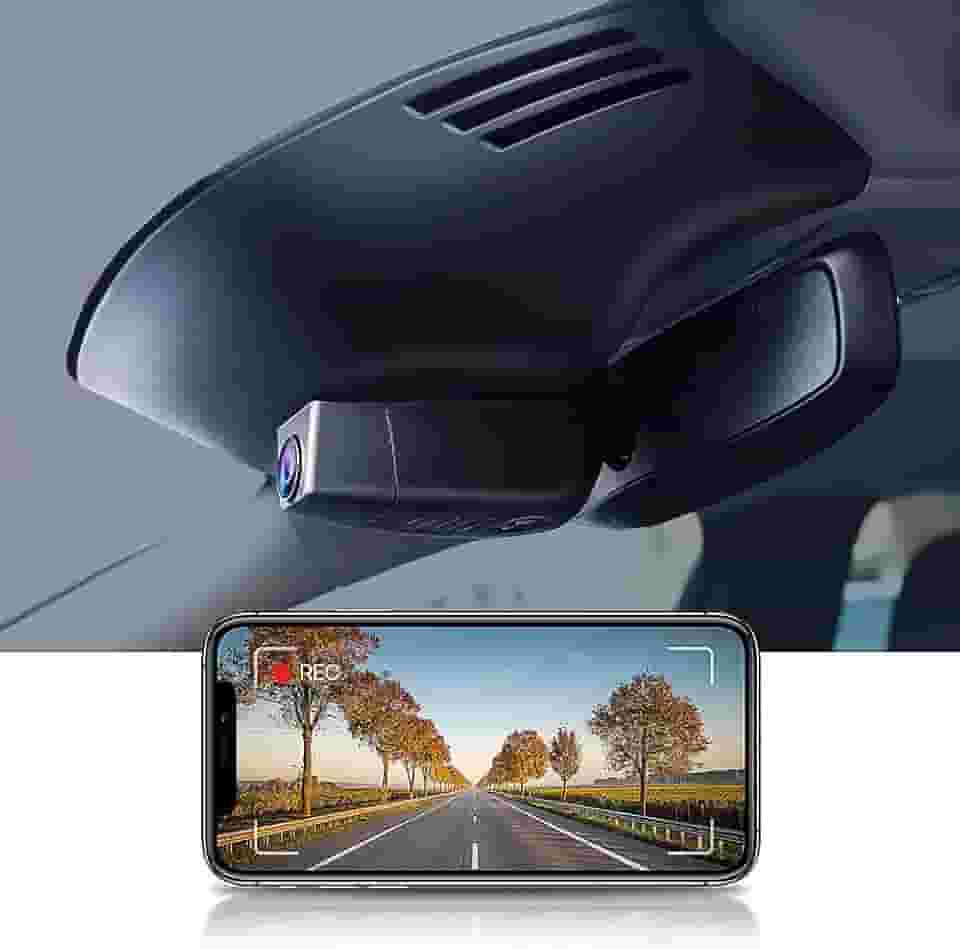 Fitcamx Câmera frontal 2K + traseira 1080p para Volvo XC90 2023-2026 plug-in híbrido B5 B6 T8 (modelo B), estilo OEM, vídeo HD duplo, Wi-Fi e aplicativo, gravação em loop, sensor G, fácil de usar