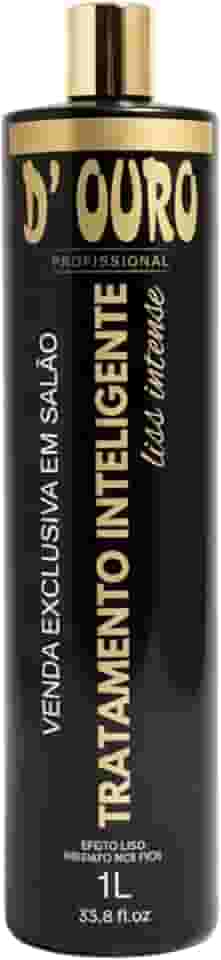 D'Ouro Profissional Tratamento Inteligente 1L – Alisamento Sem Formol, Redução de Volume, Brilho Intenso, Hidratação Profunda, Realinhamento Capilar Imediato, Uso Exclusivo em Salão, Efeito Liso Instantâneo para Todos os Tipos de Cabelo