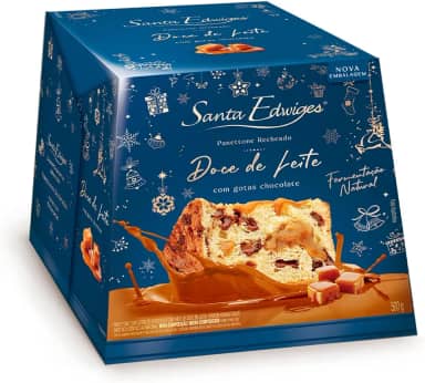 Panettone Recheado Doce de Leite Com Gotas de Chocolate Santa Edwiges 500g