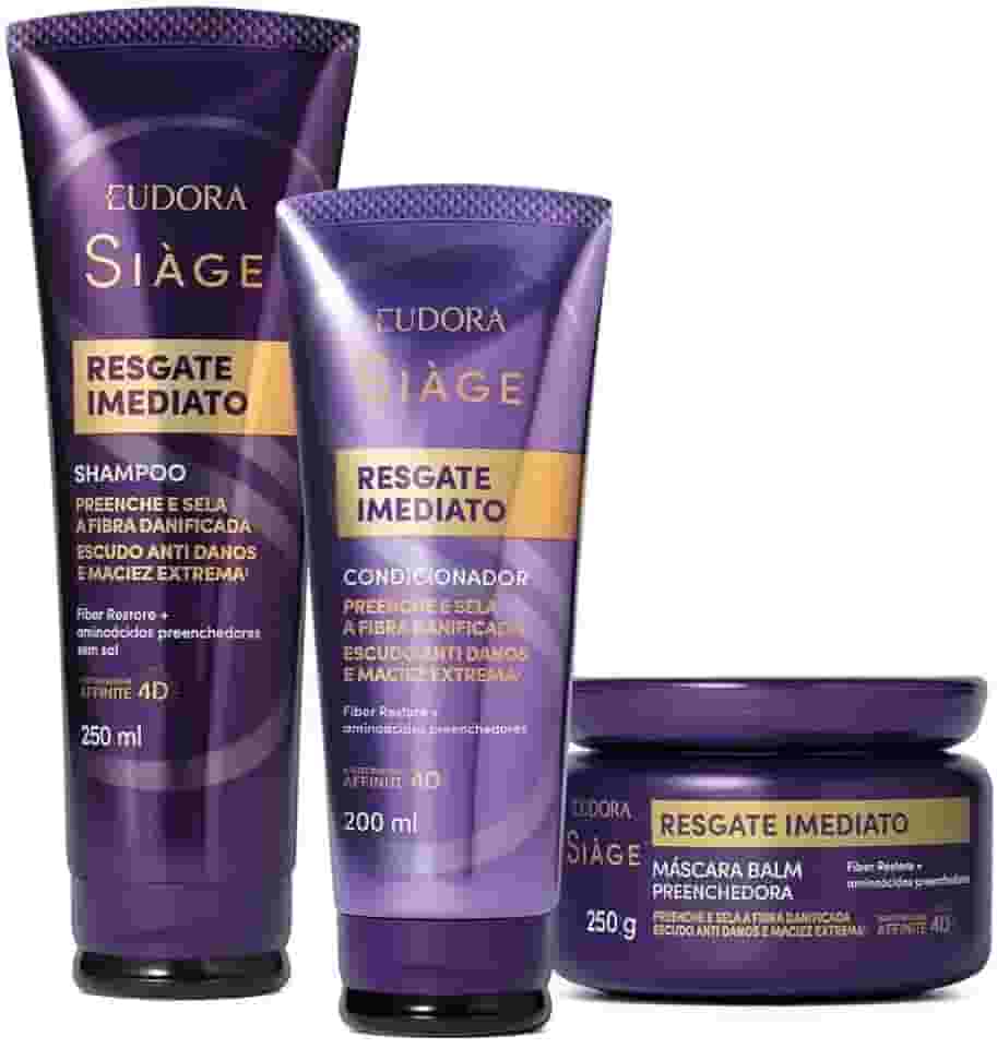 Eudora kit Siàge Resgate Imediato: Shampoo 250ml + Condicionador 200ml + Máscara Capilar 250g