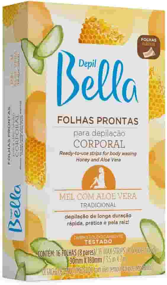 Folha Pronta para Depilação Corporal Mel com Aloe Vera 16 Fls, Depil Bella, Multi-Color