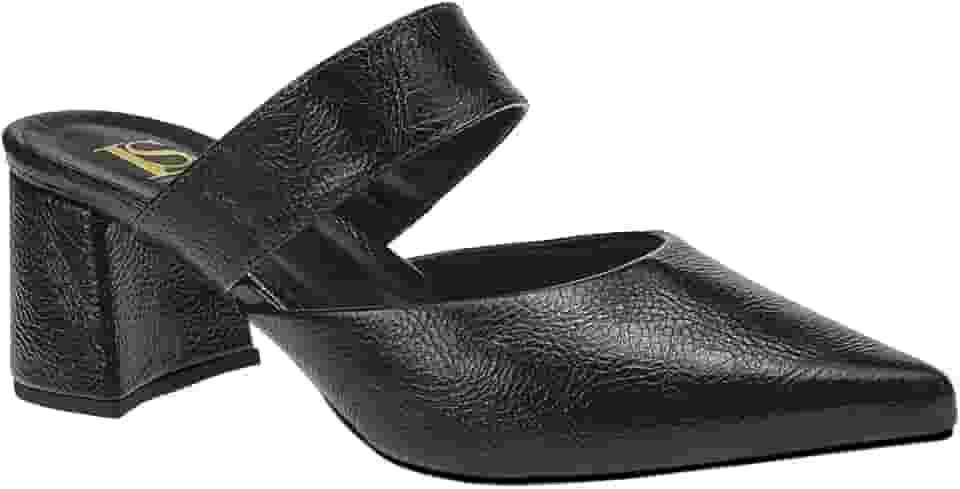 Scarpin Feminino Mule Social Salto Bloco Tamanco Bico Fino 0001