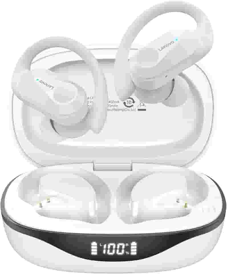 Lenovo LP75 Fone De Ouvido Sem Fio Bluetooth 5.3 Com Gancho Microfones TWS Esportivo HiFi Estéreo Bluetooth Sem Fio Impermeável Alta Fidelidade Cancelamento De Ruído