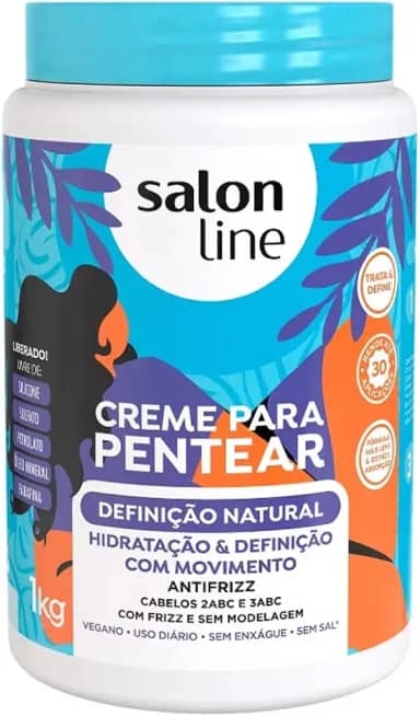 Salon Line, Creme de Pentear, Definição Natural, Vegano - Para Cabelos Ondulados e Cacheados, 1kg