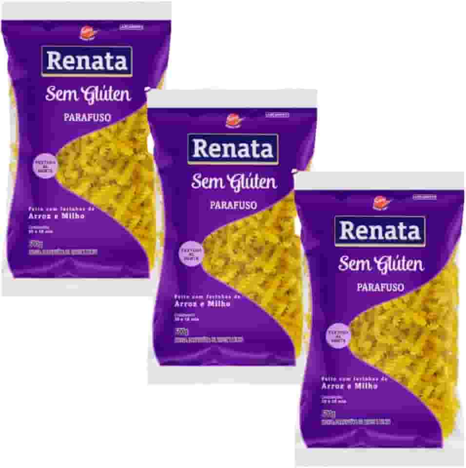 Kit 3 Pacotes de Macarrão Parafuso Sem Glúten 500g - Renata