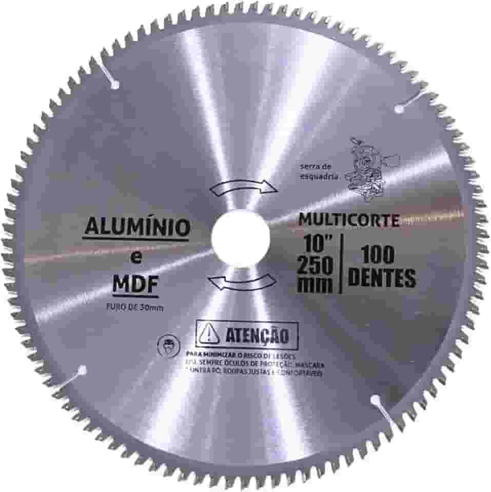 Disco Serra Circular 250mm 100 Dentes Para Alumínio Mdf