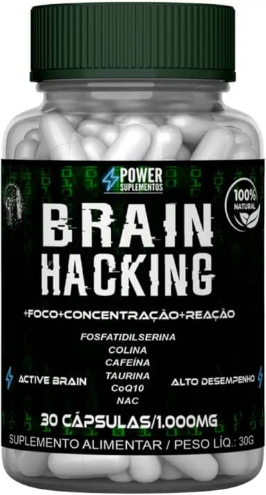 1 Suplemento Alimentar Nootrópico Brain Hacking - Cerebral Memória Foco Estudo e Trabalho | 30 Cápsulas