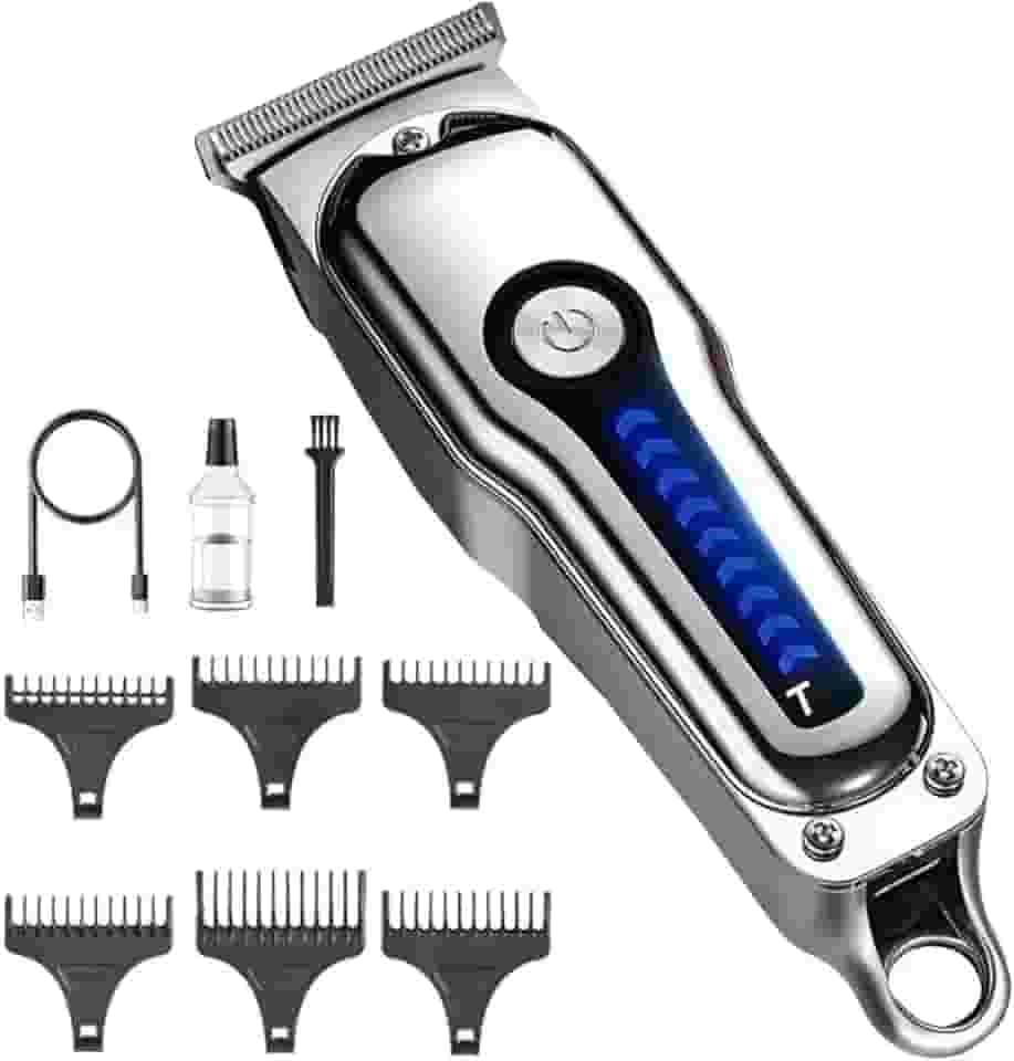 Máquina de Cortar Cabelo Profissional para Homens, Barbeador Elétrico Sem Fio Recarregável USB-C, 6 Pentes, 2 Velocidades, À Prova D'Água - Ideal para Degradê, Careca, Barba, Uso Doméstico e Barbearia