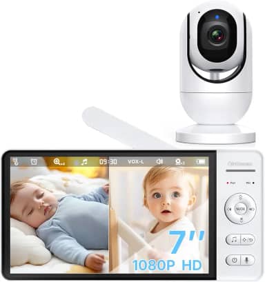 Babá Eletrônica OLANENEM, Tela IPS 7', HD 1080p, Visão Noturna, Alcance 300m, Comunicação Bidirecional, Bateria 5000mAh, Sem WiFi, Cartão SD até 32GB