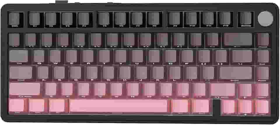 ATTACK SHARK X85 Teclado mecânico para jogos sem fio 75% Gasket com botão,BT5.0/2.4G/USB-C,acolchoamento de cinco camadas,RGB,5000mAh,troca a quente,teclas com impressão lateral (Blackberry)