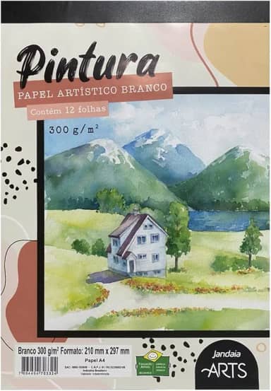 Bloco Pintura, Jandaia, A4, 300 Gramas, 12 Folhas