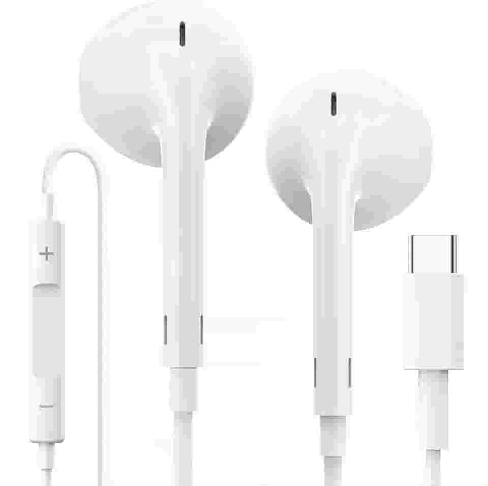 Fones de ouvido USB C com fio para iPhone 15/15 Pro/15 Pro Max, iPad Pro, fones de ouvido tipo C, fones de ouvido com microfone, compatíveis com Galaxy S23, S22, S21, Pixel 6, 5, 4XL e outros